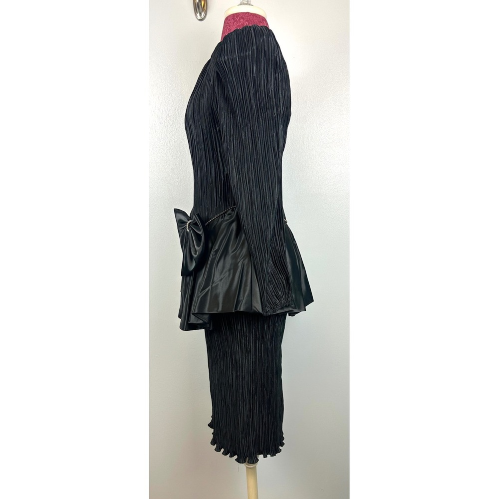 VTG Cattiva Maya Jornot 80s Black Bow Cocktail Dress 4 Hollywood Glam Prom Party - Picture 9 of 16